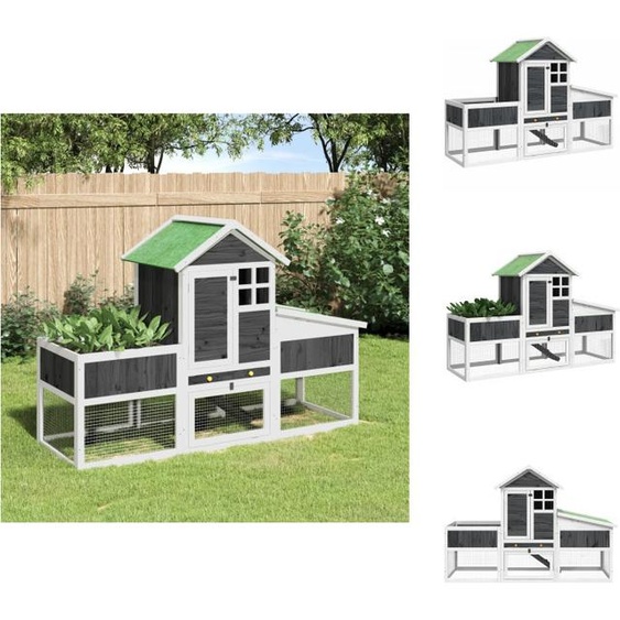 vidaXL Clapier à lapins Gris 170x63x113 cm Pin massif - Habitats & Enclos pour petits animaux