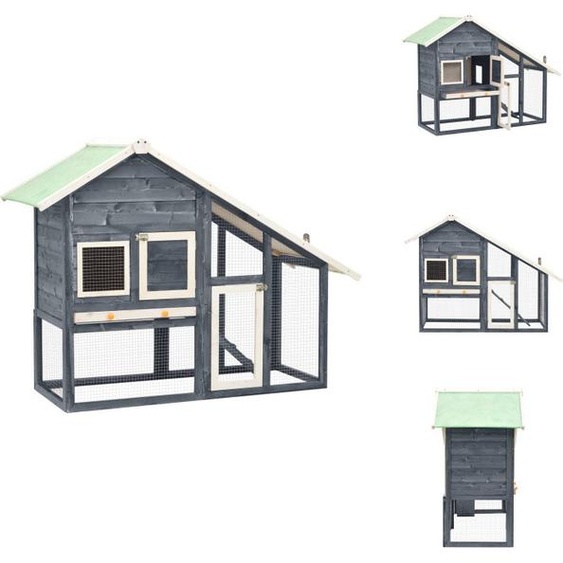 vidaXL Clapier à lapins Gris et Blanc 140x63x120 cm Sapin massif - Habitats & Enclos pour petits animaux