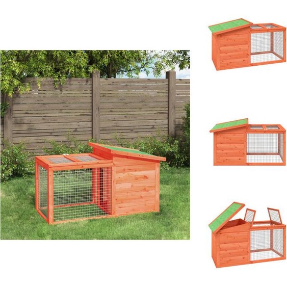vidaXL Clapier à lapins Marron 100,5x54x55 cm Pin massif - Habitats & Enclos pour petits animaux