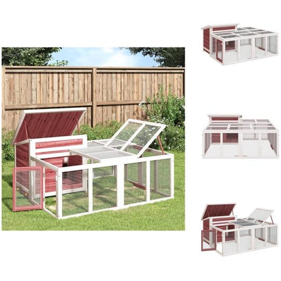 vidaXL Clapier à lapins Moka 144x123x67,5 cm Pin massif - Habitats & Enclos pour petits animaux