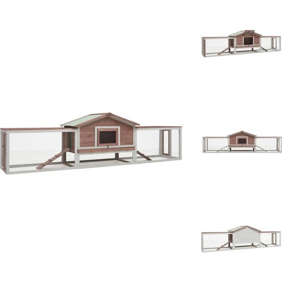 vidaXL Clapier à lapins Moka 310x70x87 cm Pin & Sapin massif - Habitats & Enclos pour petits animaux