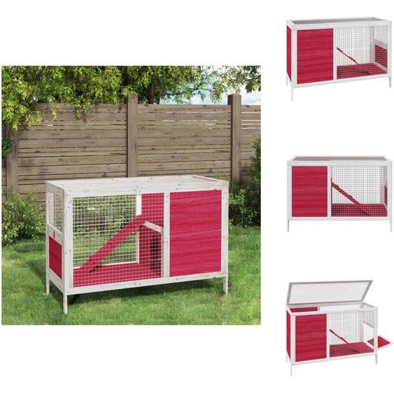 vidaXL Clapier à lapins Rouge 103x44x69,5 cm Pin massif - Habitats & Enclos pour petits animaux