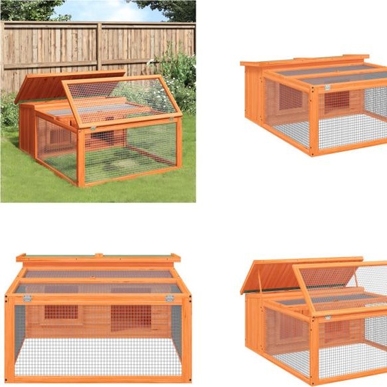 vidaXL Clapier pour lapins Marron 117,5x97x47,5 cm Pin massif - Clapier pour lapins - Clapier pour lapins extérieur - Clapier pour lapins de jardin