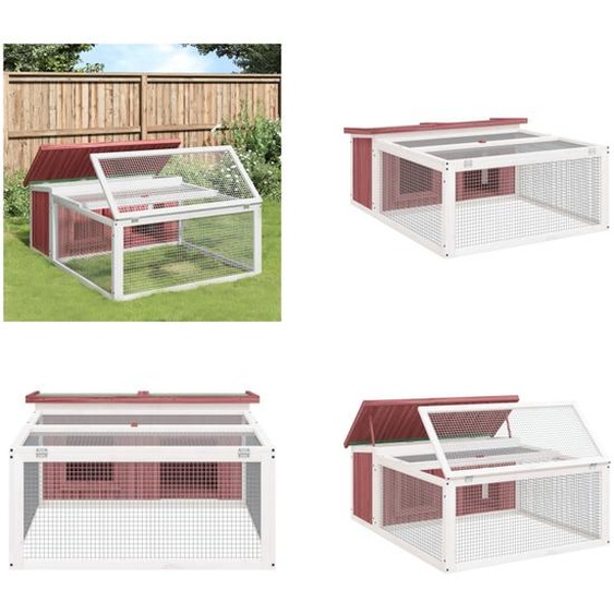 vidaXL Clapier pour lapins Moka 117,5x97x47,5 cm Pin massif - Clapier pour lapins - Clapier pour lapins extérieur - Clapier pour lapins jardin