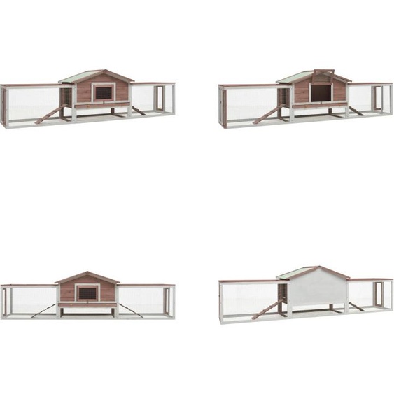vidaXL Clapier pour lapins Moka 310x70x87 cm Pin & Sapin massif - Clapier pour lapins - Cage pour animaux domestiques - Cages pour animaux domestiques