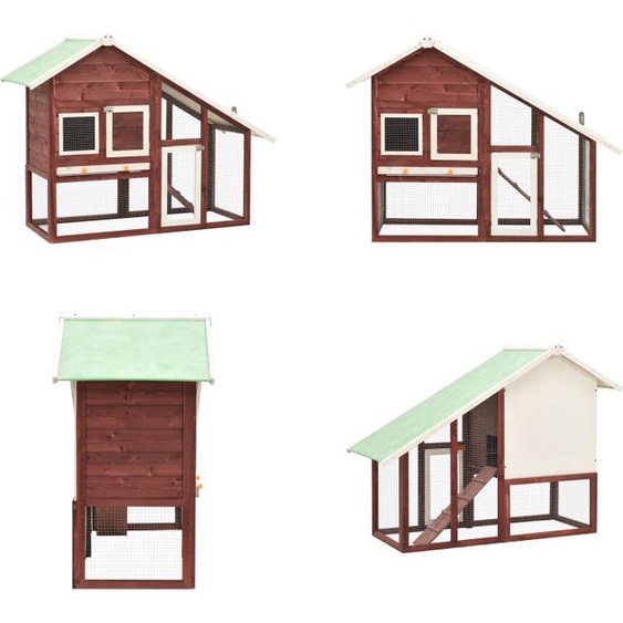 vidaXL Clapier pour lapins Moka et Blanc 140x63x120 cm Sapin massif - Clapier pour lapins - Clapier pour lapins - Clapier pour lapins