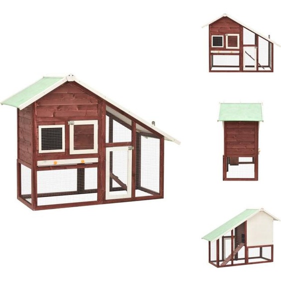 vidaXL Clapier pour lapins Moka et Blanc 140x63x120 cm Sapin massif - Habitats & Enclos pour petits animaux