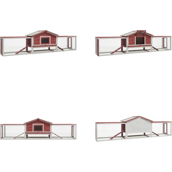 vidaXL Clapier pour lapins Rouge 310x70x87 cm Pin & Sapin massif - Clapier pour lapins - Cage pour animaux domestiques - Cages pour animaux domestiques