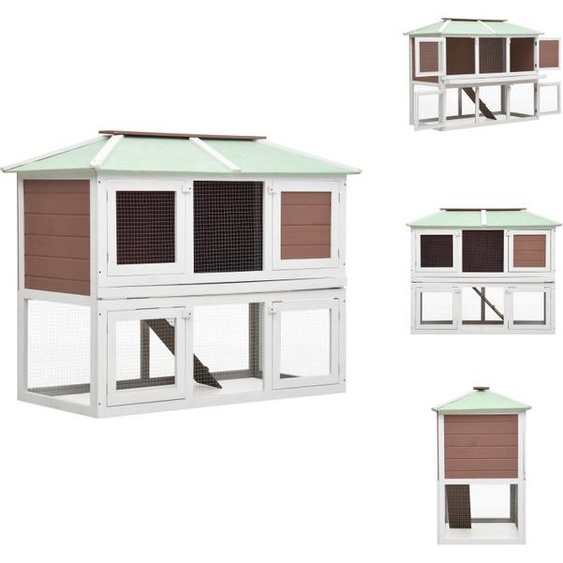 vidaXL Clapier pour petits animaux/lapins 2 étages Marron Bois - Habitats & Enclos pour petits animaux
