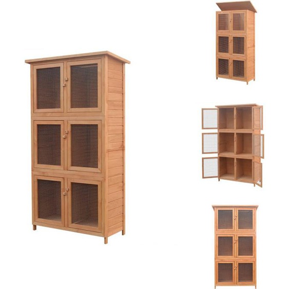 vidaXL Clapier pour petits animaux/lapins 6 boxes Bois - Habitat & Enclos pour petits animaux