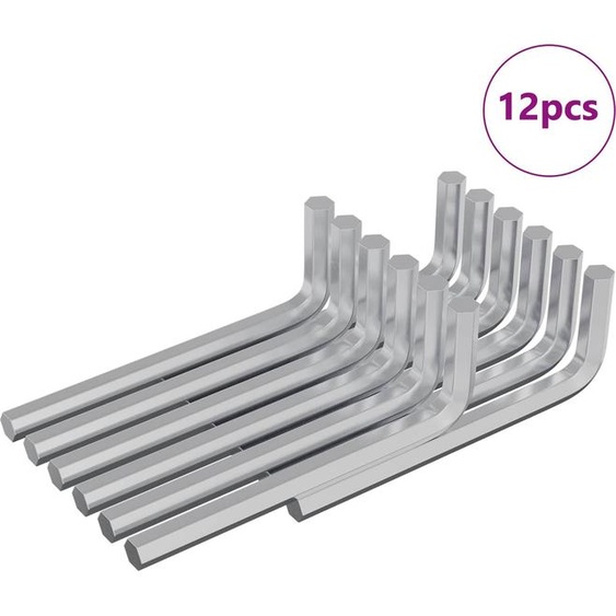 vidaXL Clé Allen 12 pcs argent 32 x 86 mm acier