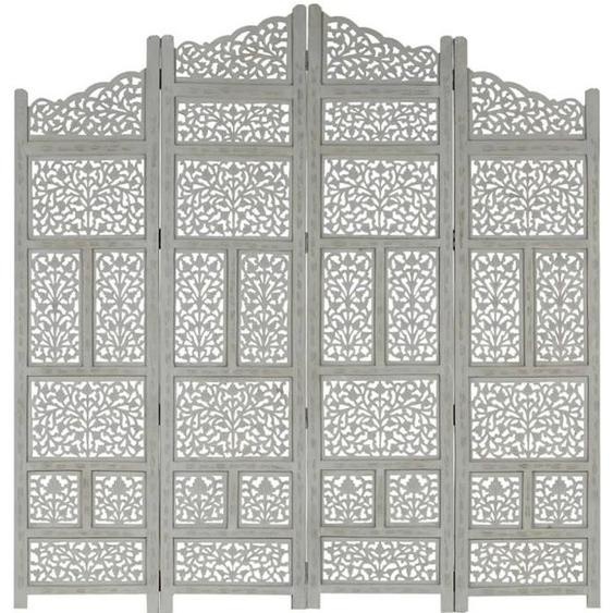 vidaXL Cloison de séparation 4 panneaux Gris 160x165 cm Bois manguier