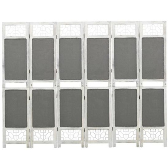 vidaXL Cloison de séparation 6 panneaux Gris 210x165 cm Tissu