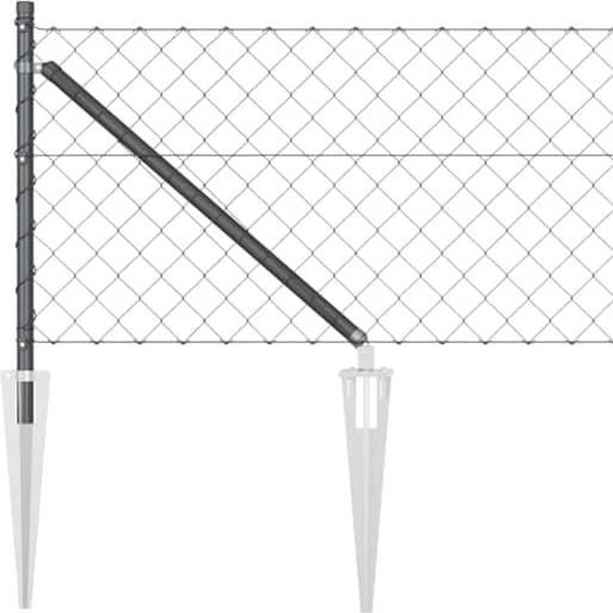vidaXL Clôture à maillons de chaîne avec poteaux Gris 0,8 x 10 m Acier