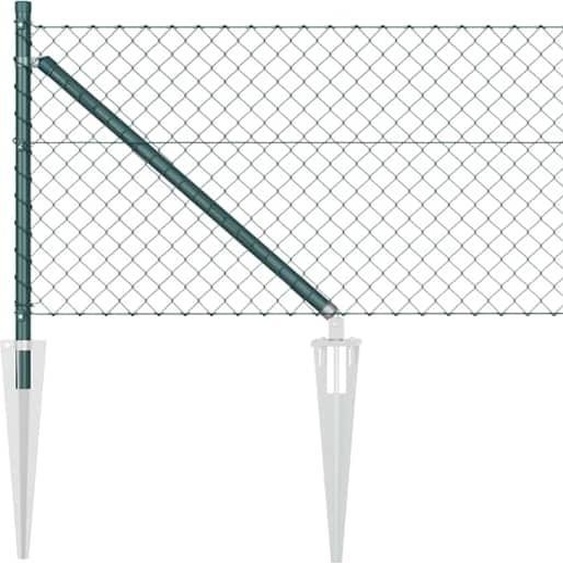 vidaXL Clôture à maillons de chaîne avec poteaux Vert 0,4 x 25 m Acier