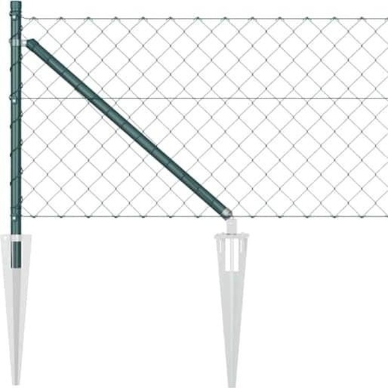 vidaXL Clôture à maillons de chaîne avec poteaux Vert 0,8 x 10 m Acier