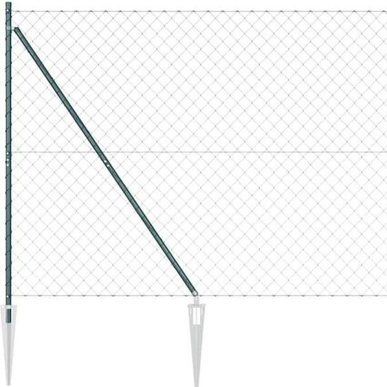 vidaXL Clôture à maillons de chaîne avec poteaux Vert 1,6 x 10 m Acier