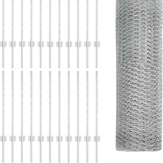 vidaXL Clôture avec poteaux Argent 0,8 x 50 m Acier