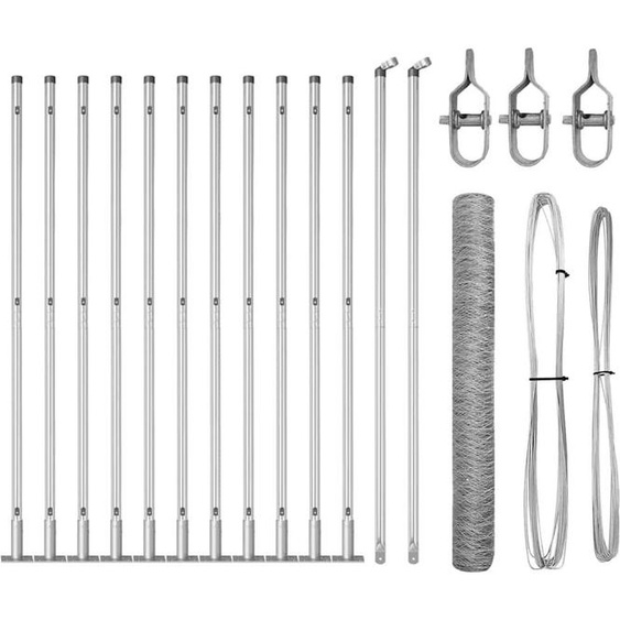 vidaXL Clôture avec poteaux Argent 1,2 x 25 m Acier revêtu de PVC