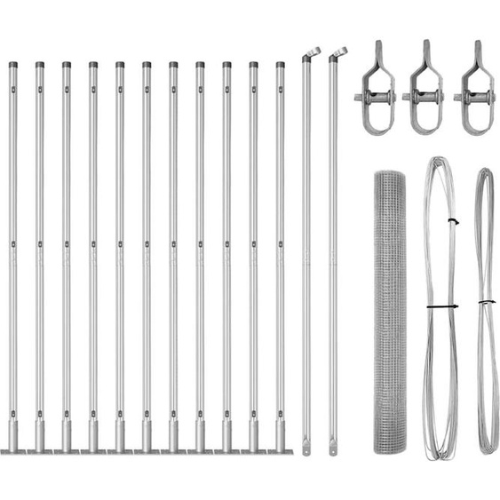 vidaXL Clôture avec poteaux Argent 1 x 25 m Acier