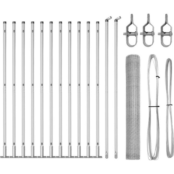 vidaXL Clôture avec poteaux Argent 1 x 25 m Acier revêtu de PVC