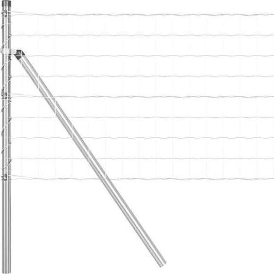 vidaXL Clôture avec poteaux argentés 0,6 x 25 m en acier et PVC