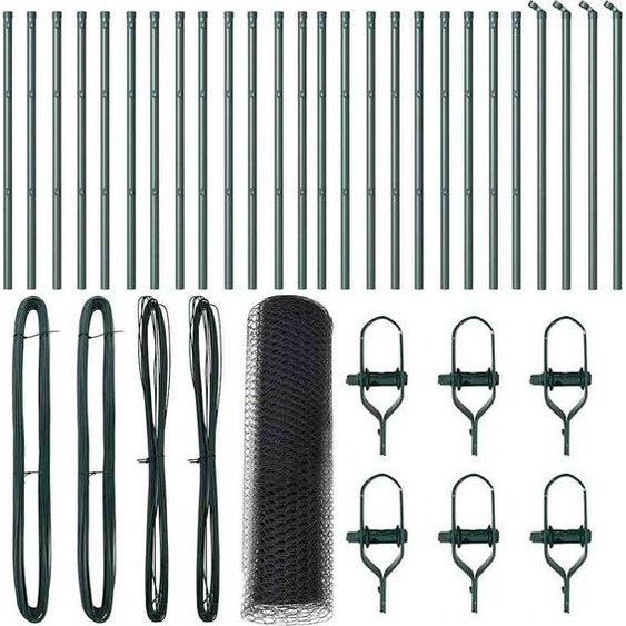 vidaXL Clôture avec poteaux Gris 0.4 x 50 m Acier revêtu de PVC