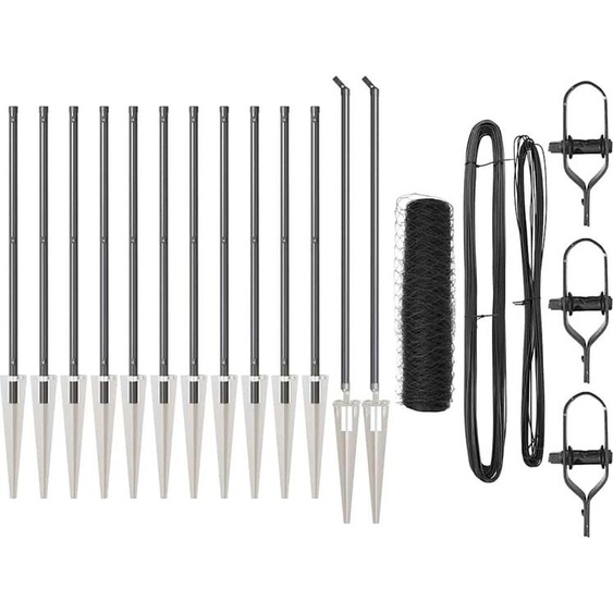 vidaXL Clôture avec poteaux Gris 0,5 x 25 m Acier revêtu de PVC