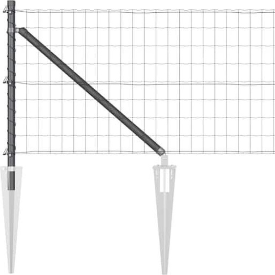 vidaXL Clôture avec poteaux Gris 0,8 x 25 m Acier et PVC