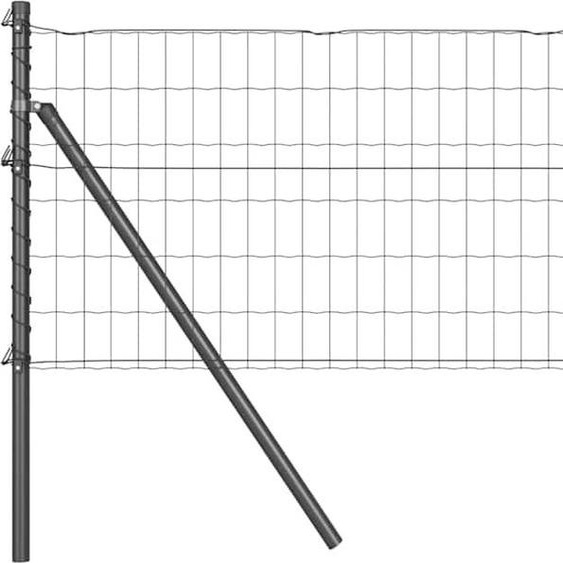 vidaXL Clôture avec poteaux Gris 0,8 x 25 m Acier et PVC