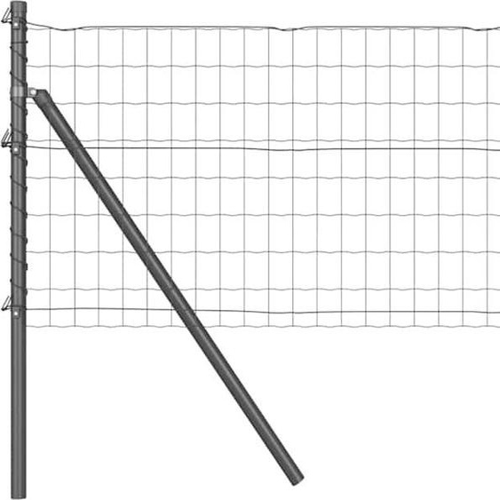 vidaXL Clôture avec poteaux Gris 0,8 x 25 m Acier