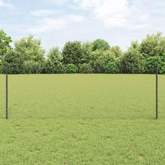 vidaXL Clôture avec poteaux Gris 0,8 x 50 m Acier