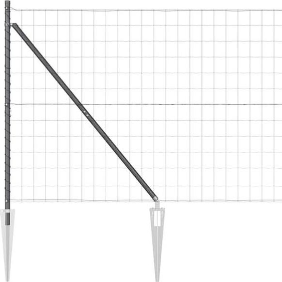 vidaXL Clôture avec poteaux Gris 1,4 x 10 m Acier et PVC