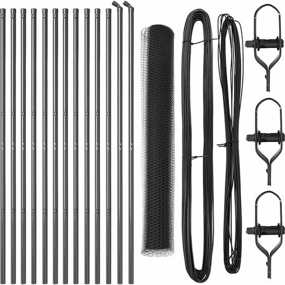 vidaXL Clôture avec poteaux Gris 1,4 x 25 m Acier revêtu de PVC