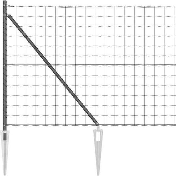 vidaXL Clôture avec poteaux Gris 1 x 25 m Acier