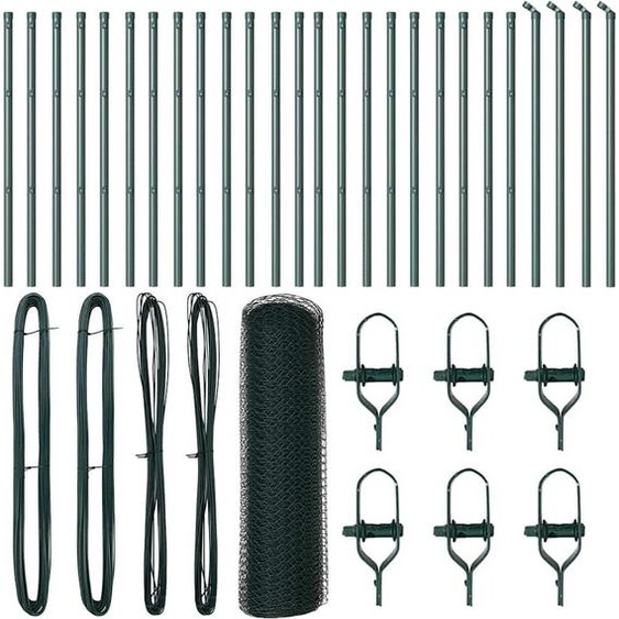 vidaXL Clôture avec poteaux Vert 0,6 x 50 m Acier revêtu de PVC