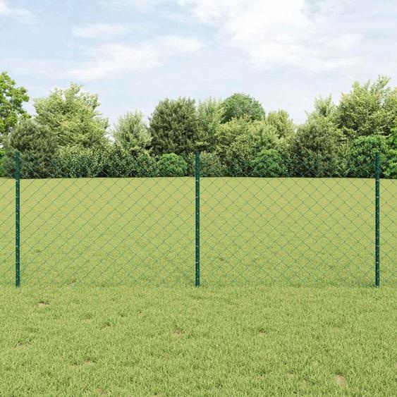 vidaXL Clôture avec poteaux Vert 0,8 x 10 m Acier et PVC