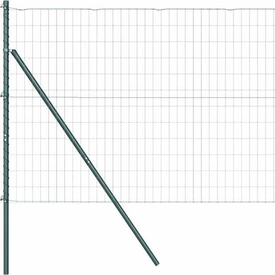 vidaXL Clôture avec poteaux verts 1,2 x 25 m en acier et PVC