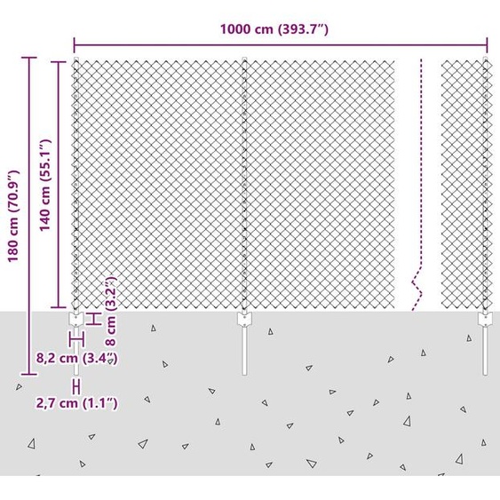 vidaXL Clôture avec poteaux Vert 1,4 x 10 m Acier