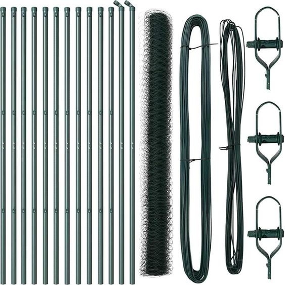 vidaXL Clôture avec poteaux Vert 1,5 x 25 m Acier revêtu de PVC