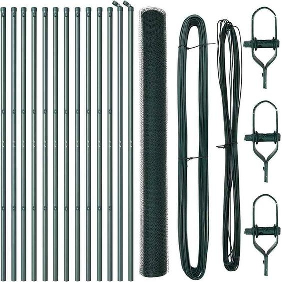 vidaXL Clôture avec poteaux Vert 1.6 x 25 m Acier revêtu de PVC