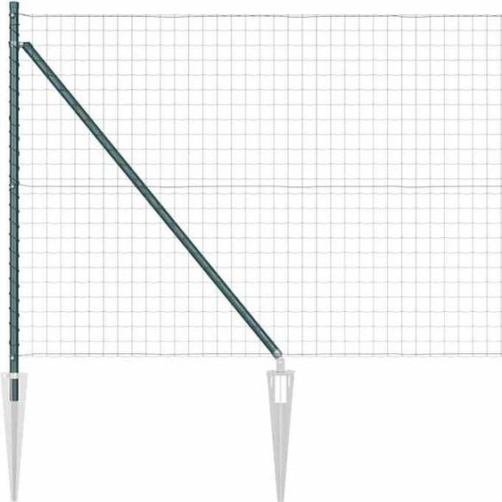vidaXL Clôture avec poteaux Vert 1 x 25 m Acier et PVC