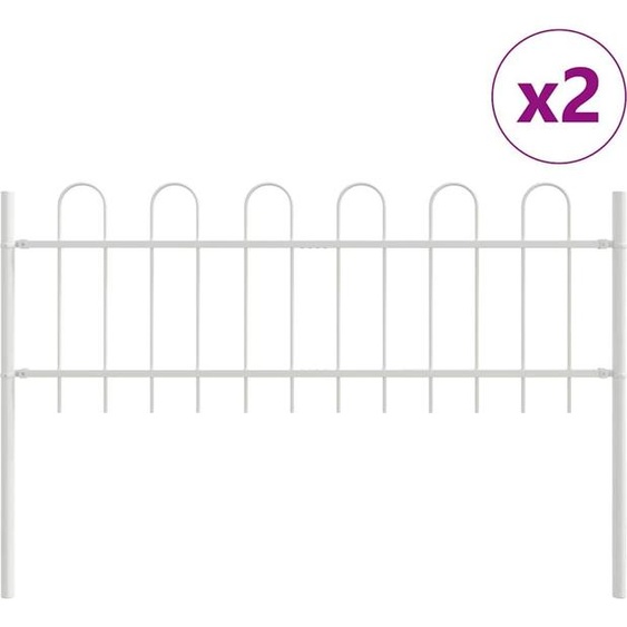 vidaXL Clôture de jardin 2 pièces Blanc 3,4 x 0,6 m Acier thermolaqué
