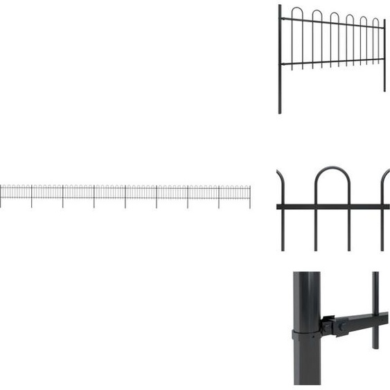 vidaXL Clôture de jardin avec design darceau Acier 13,6 x 0,8 m Noir - Panneaux de clôture