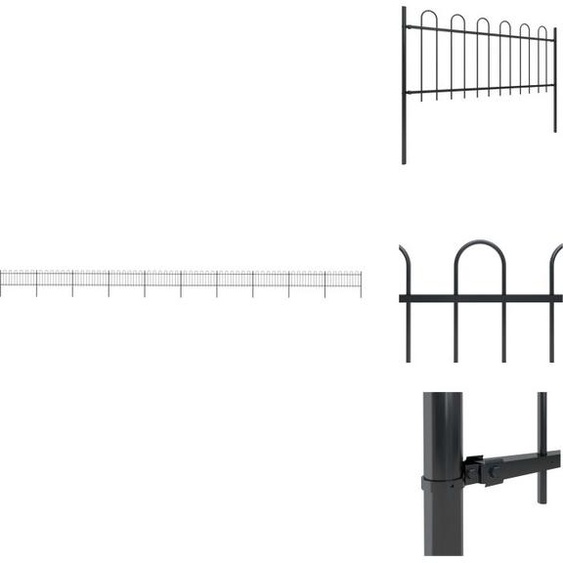 vidaXL Clôture de jardin avec design darceau acier 17 x 0,8 m noir - Panneaux de clôture