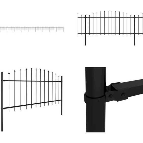 vidaXL Clôture de jardin avec pointes de lance Acier (0,5 0,75) x 15,3 m Noir - Clôture - Clôtures - Clôture de jardin