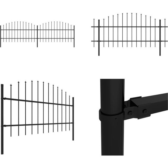 vidaXL Clôture de jardin avec pointes de lance Acier (0,75 1) x 3,4 m Noir - Clôture - Clôtures - Clôtures de jardin