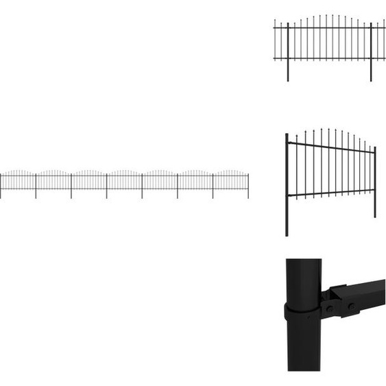 vidaXL Clôture de jardin avec pointes de lance Acier (1,25 - 1,5) x 11,9 m Noir - Panneaux de clôture