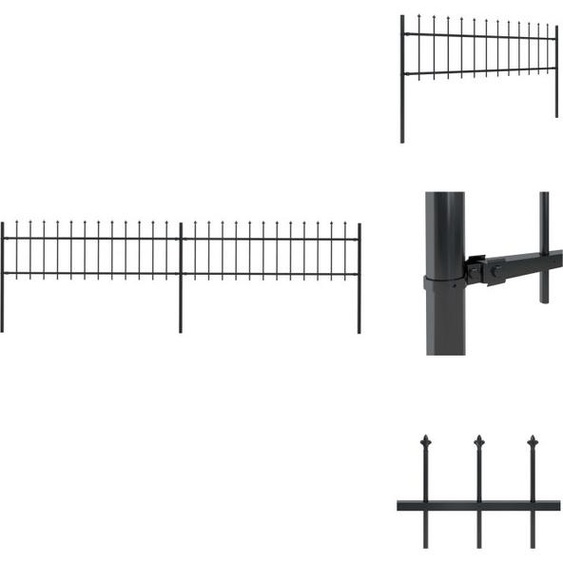 vidaXL Clôture de jardin avec pointes de lance acier 3,4 x 0,6 m noir - Panneaux de clôture