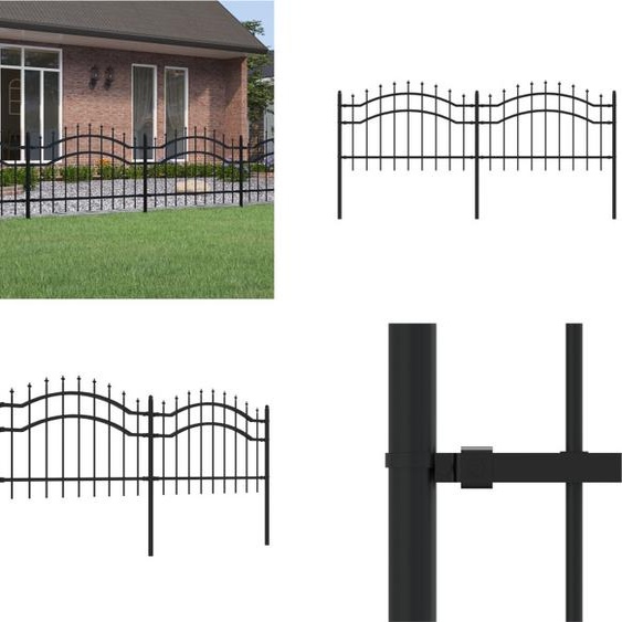 vidaXL Clôture de jardin avec pointes de lance Noir 115 cm Acier - Clôture de jardin - Panneau de clôture - Clôture métallique